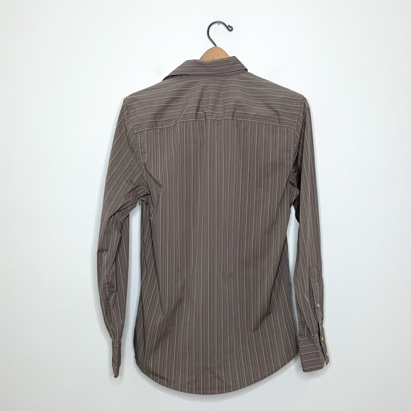 Club Monaco Men's Taupe Colorful Stripe Button Down Shirt XS - Picture 8 of 9